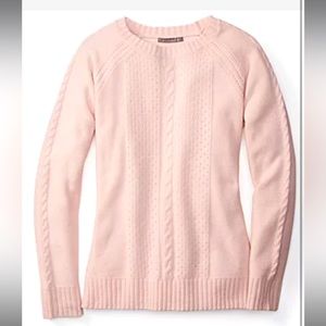SMARTWOOL Crestone Crew Neck cable knit light pink pullover women’s sweater S